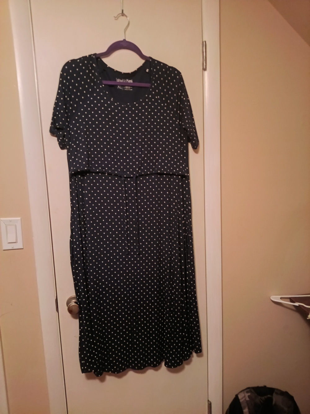 Latched Mama Navy Blue with White Polka Dot Nursing Dress